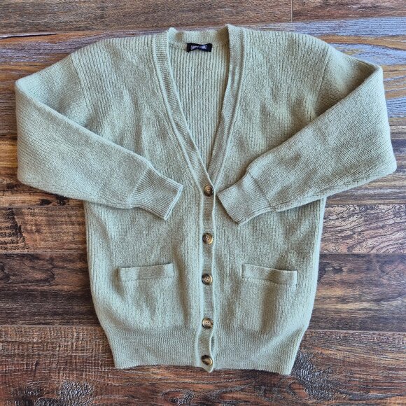 Vintage Lautreamont Made in Japan 100% Wool Cardigan V-Neck Button Pocket Green - Picture 3 of 16